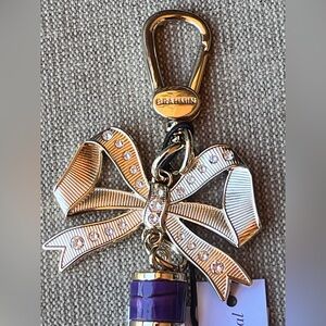 NWT Brahmin Ribbon/Bow with Fine European Crystal & ROYAL PURPLE Tassel